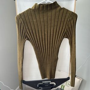 Topshop Olive green mock neck long sleeve shirt